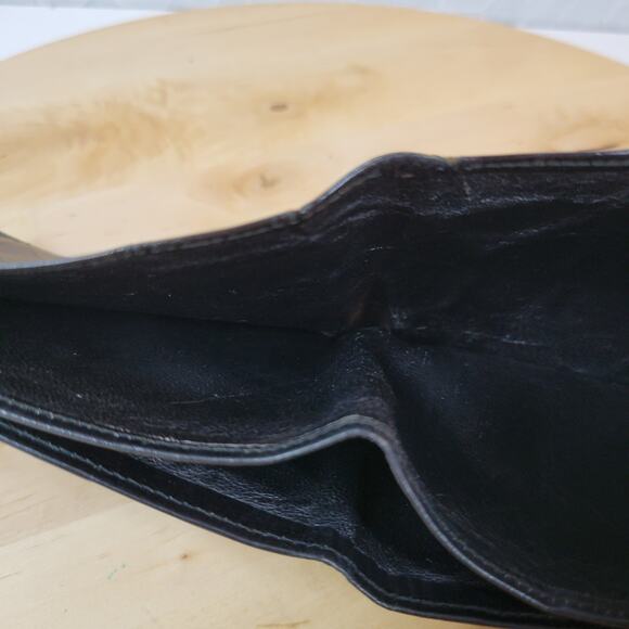 Vintage Bi Fold Wallet Mens Black Croc Embossed Soft Leather Cash Card Slots - Picture 10 of 12